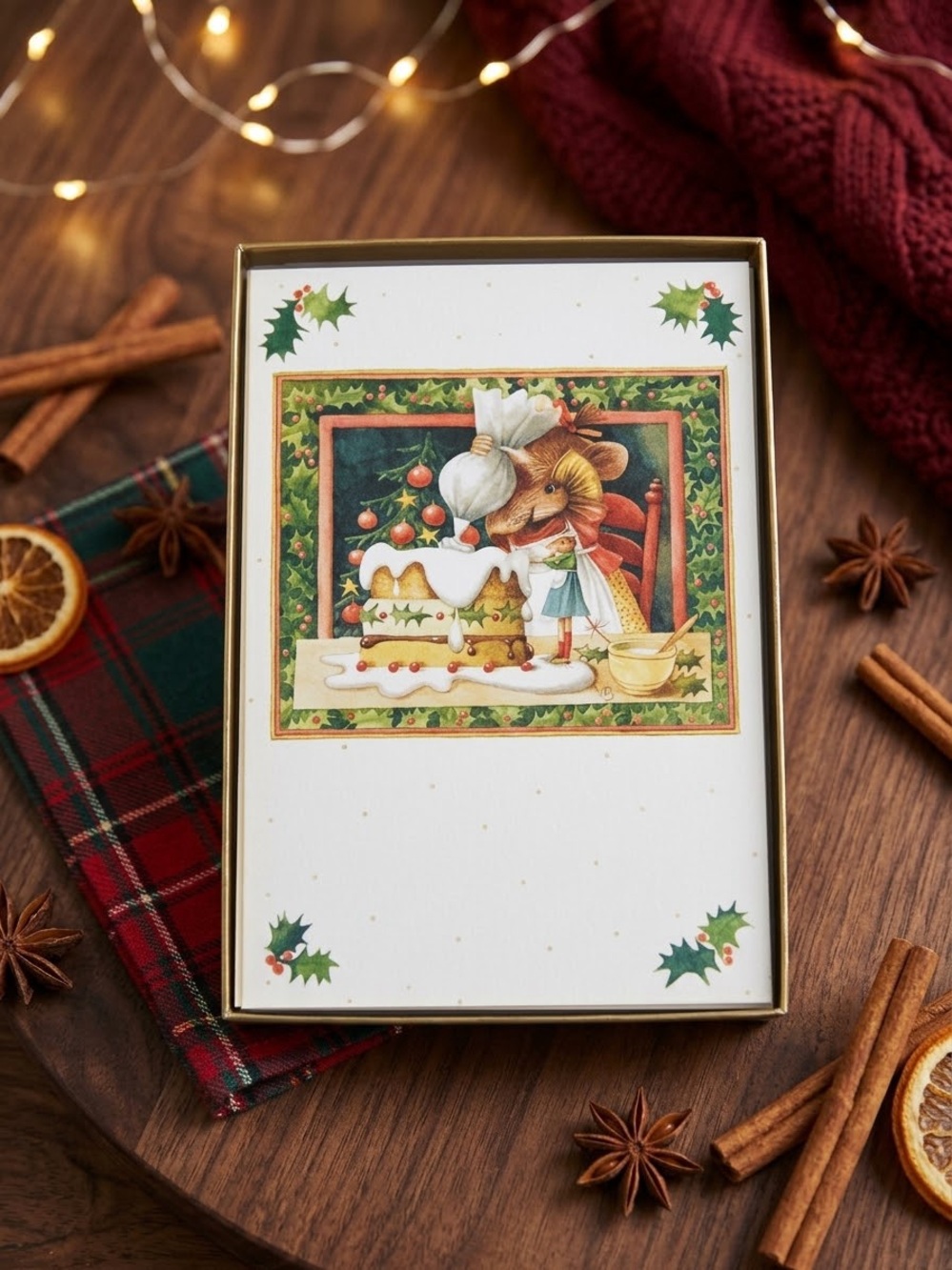Hallmark Vera the Mouse Card - White with Holiday Pastels 18 cards, 18 envelopes